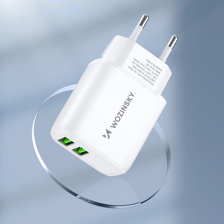 Actual product image Wozinsky CUWCW 2.4A 2 x USB-A wall charger - white (30 W, 2 ports)