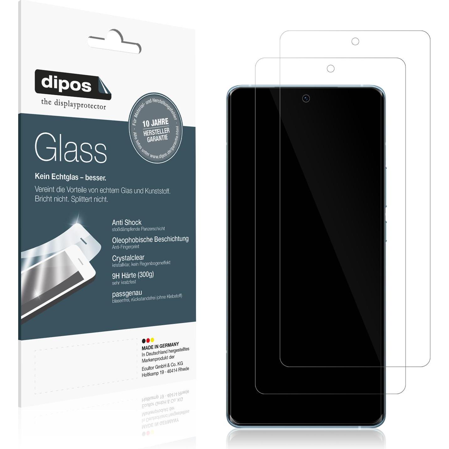 Dipos Displayschutz Anti-Shock (1 Stück, Vivo X60), Smartphone Schutzfolie, Transparent