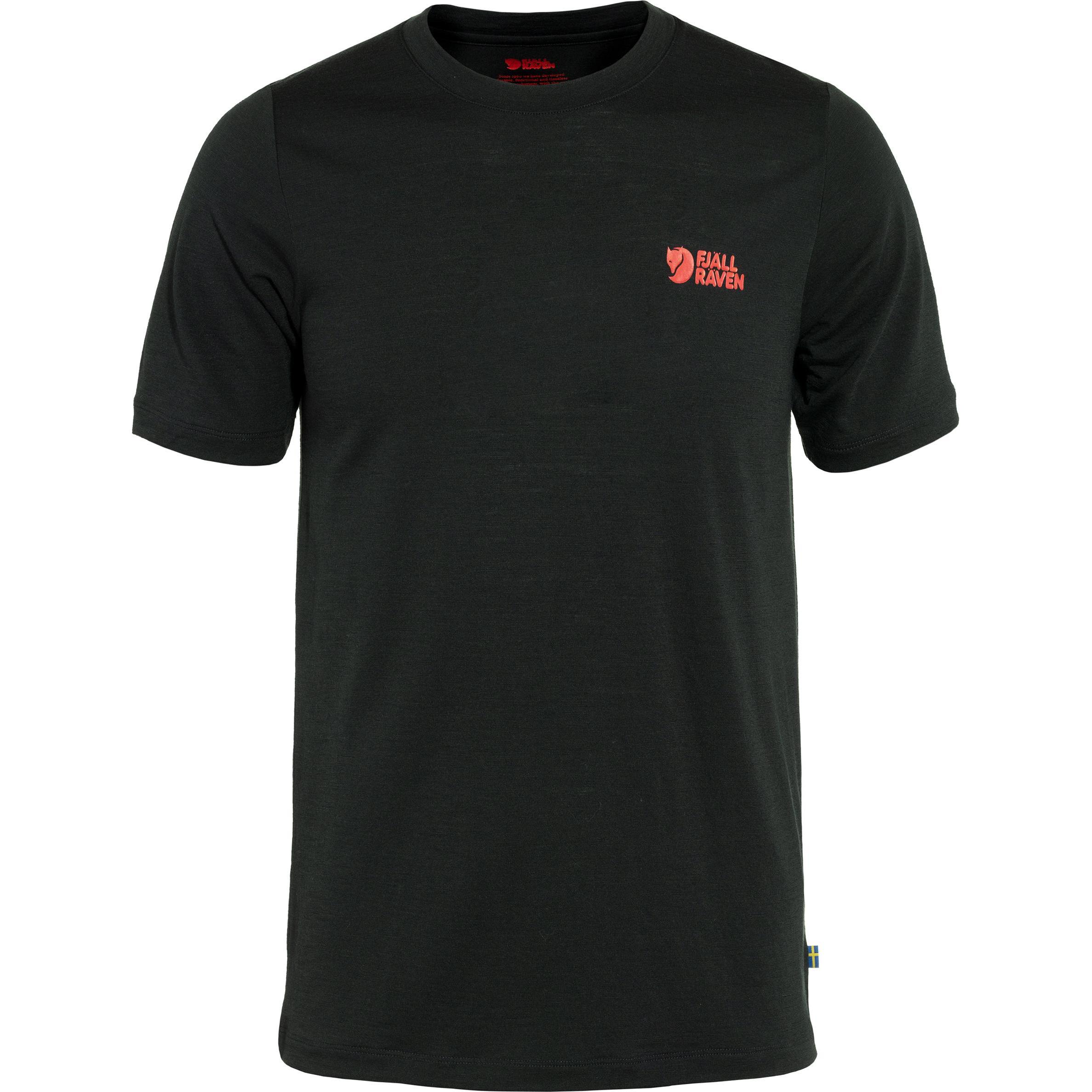 Fjällräven, Herren, Shirt, Abisko Wool Logo S/S, Schwarz, (L)