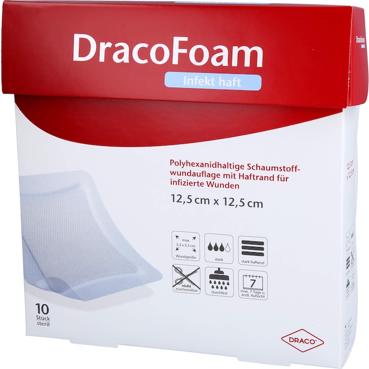 Actual product image Dracco DracoFoam Infekt adhesive foam dressing for infected wounds, 10 pcs VER