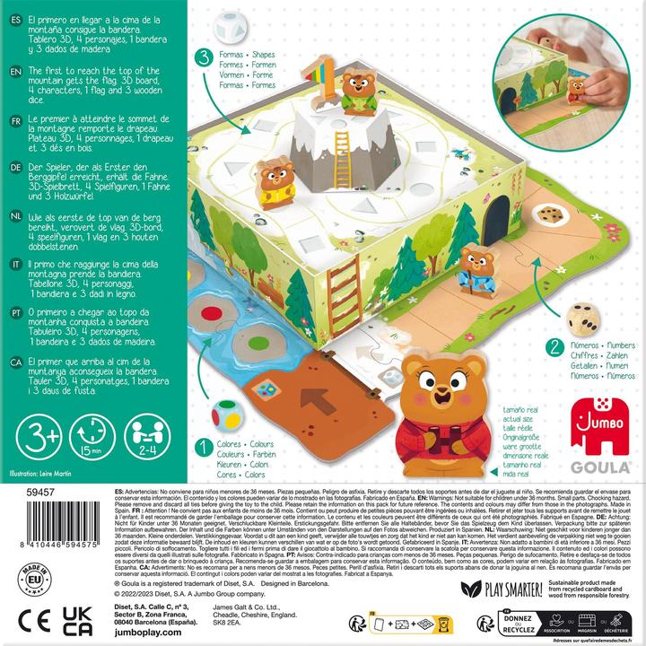 Productafbeelding Jumbo Goula Bear Adventure - Kids Board Games, Capture the Flag Game - Reach the Mountain & Develop Early (Duits, Engels, Nederlands, Spaans, 2 - 4 Spelers)