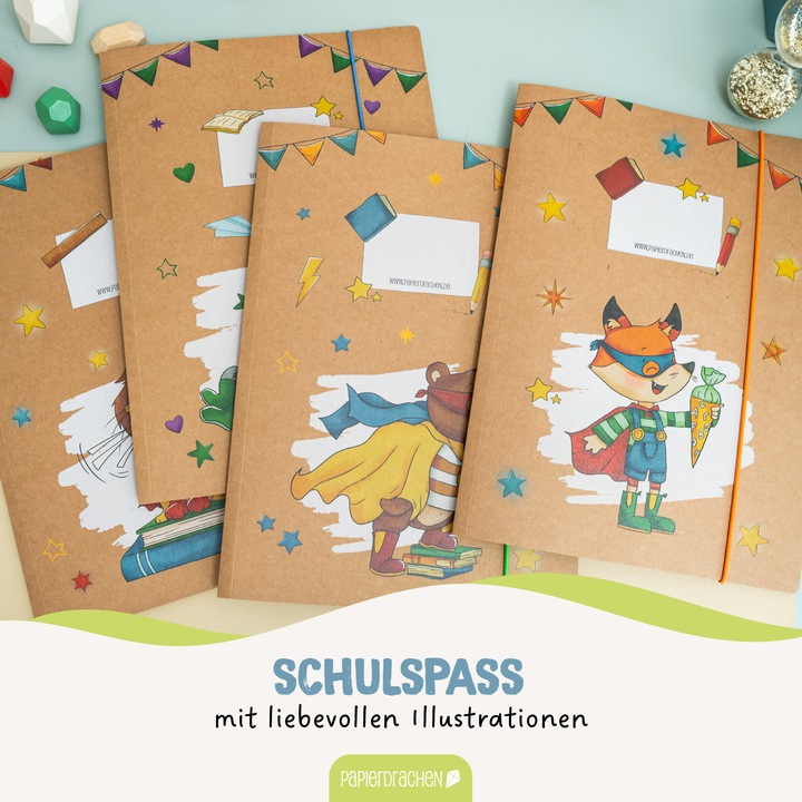 Immagine prodotto Papierdrachen 4 cartelline con elastico A4 animali supereroi - Set 14 (A4, 1 x)