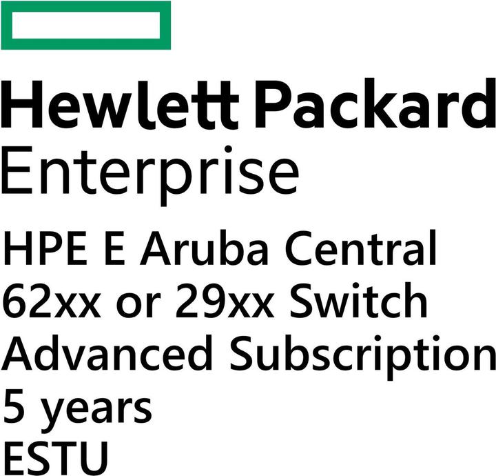 Produktbild HPE E Aruba Central, 62xx or 29xx Switch, Advanced Subscription, 5 years, E-STU