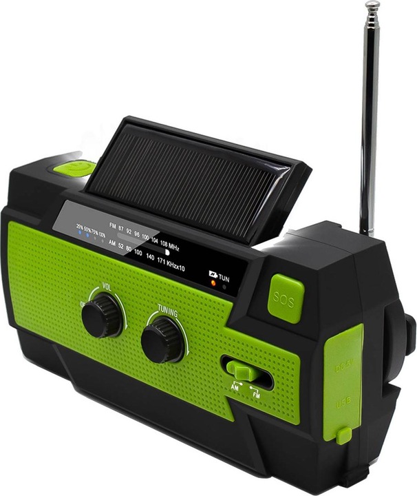 Actual product image Grafner Crank Radio Solar USB LED Battery Camping Survival Emergency Radio KR11064 (AM, FM)
