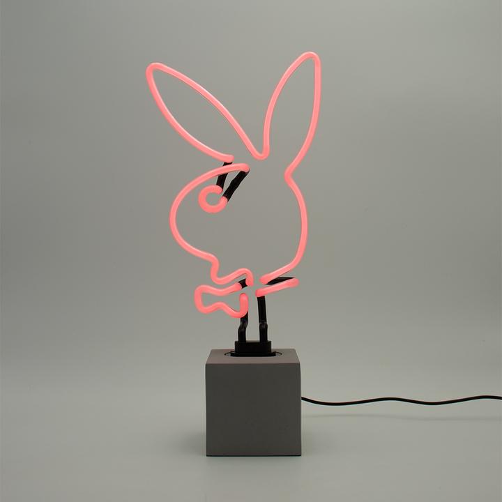 Actual product image Locomocean Glass neon table lamp with concrete base - Playboy Bunny pink