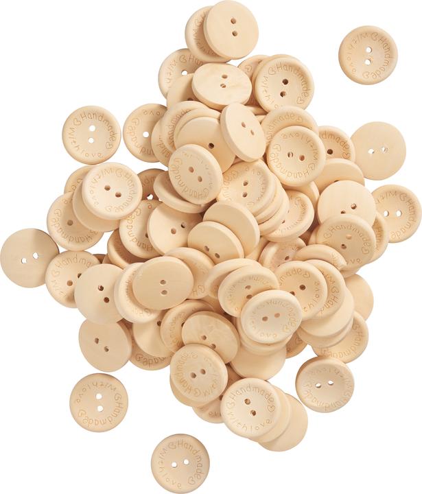 Produktbild VBS XXL Holzknöpfe "Handmade with love", 100 Stück