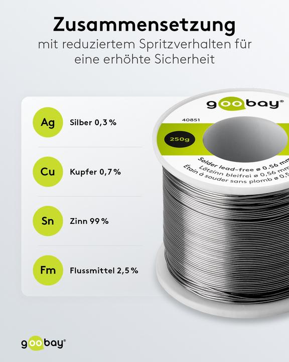 Immagine prodotto Goobay Saldatura senza piombo, ø 0,56 mm, 250 g (Saldatura)