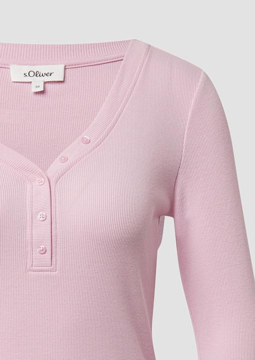 Produktbild s.Oliver T-Shirt Geripptes Jerseyshirt mit Henleyausschnitt (46)