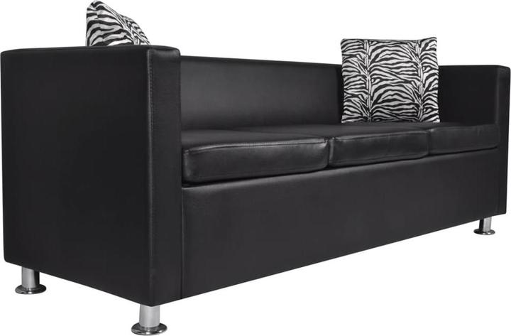 Produktbild vidaXL Sofa 3-Sitzer Kunstleder Schwarz (3-Sitzer)