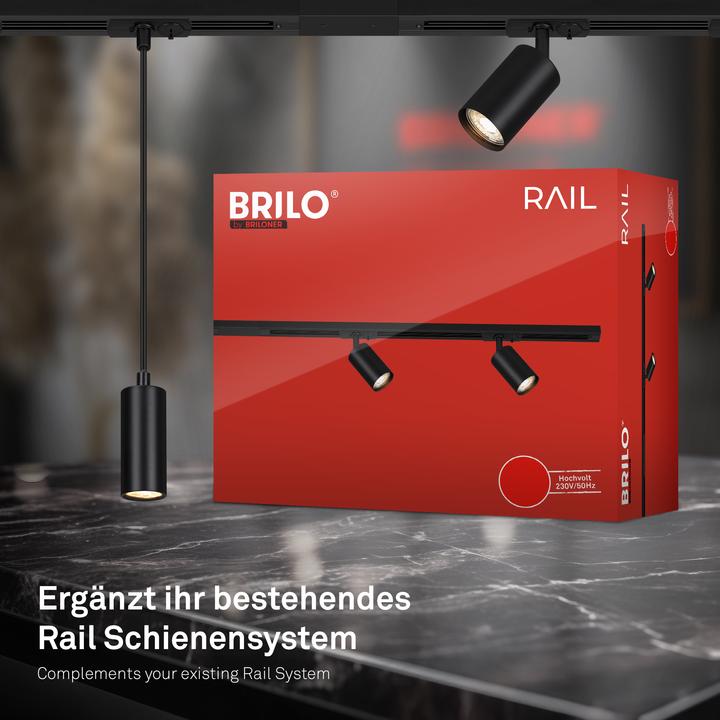 Immagine prodotto Briloner HV-Stromschienensystem - LED-Pendelleuchte, Schwarz, 1xGU10 exkl. Leuchtmittel (GU10)