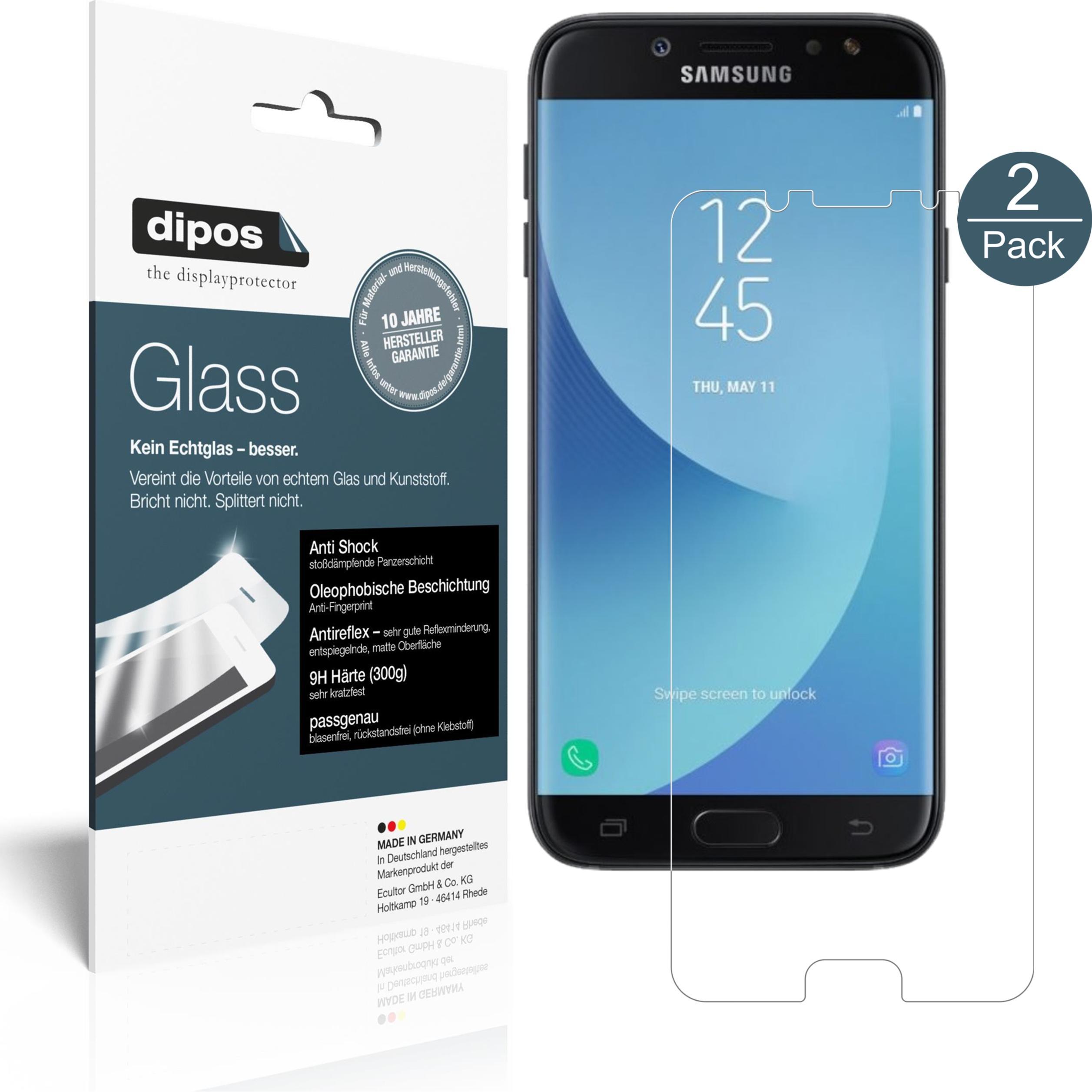 Dipos Displayschutz Anti-Shock (2 Stück, Samsung Galaxy J7 Pro), Smartphone Schutzfolie, Transparent