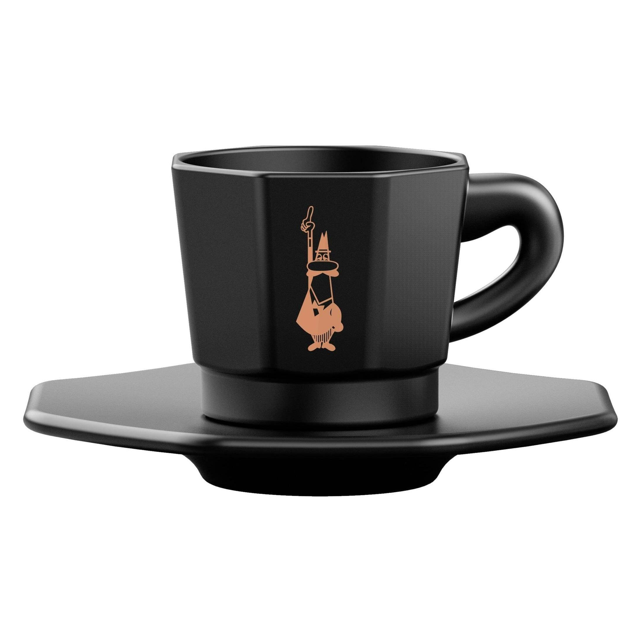Bialetti Schwarz Tasse, Espressotasse (80 Ml, 4X)