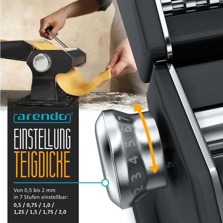 Produktbild Arendo Nudelmaschine, Manueller Pasta Maker, Nudelpresse, Edelstahl, 7 einstellbare Stärken, Duplexvorsatz