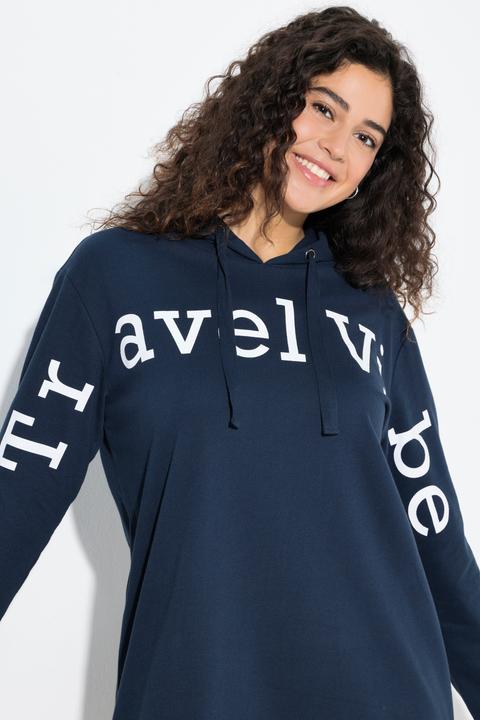 Image du produit Ulla Popken Robe midi en molleton, message format XL, capuche et manches longues (60)