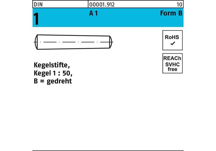 Produktbild Kegelstift DIN 1 Form B B 5 x 40 A1 gedreht DIN 1
