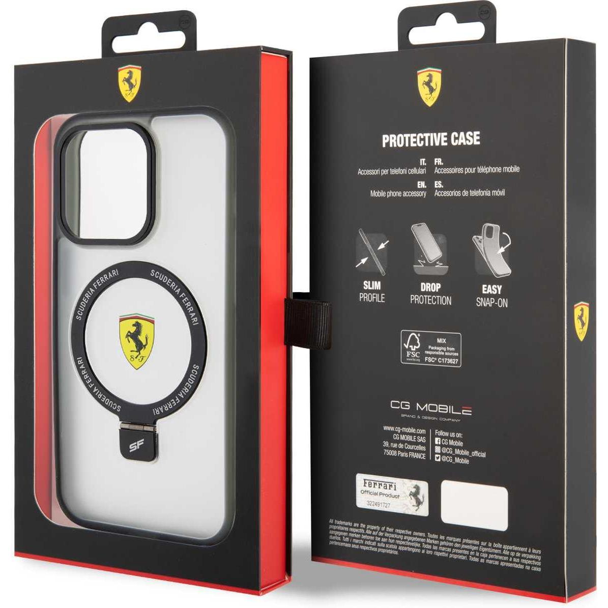 Thumbnail - Ferrari FEHMP15LUSCAH iPhone 15 Pro 6.1" transparent hardcase Ring Stand 2023 Collection MagSafe (Apple iPhone 15 Pro), ...