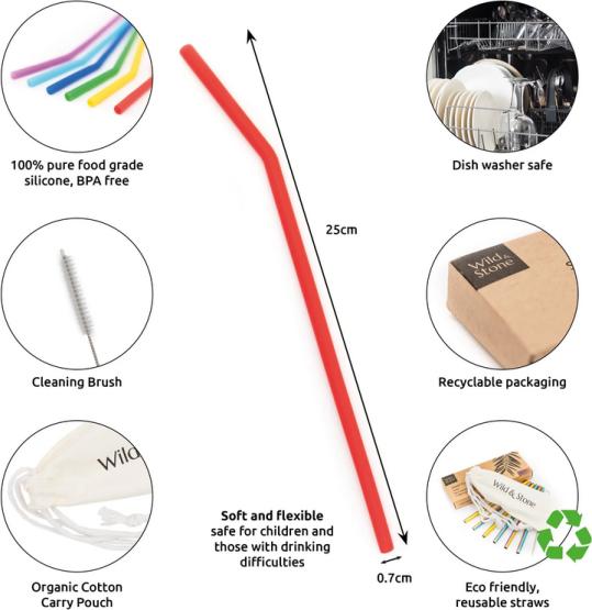 Produktbild Wild and Stone Silikon Trinkhalme (6 x)