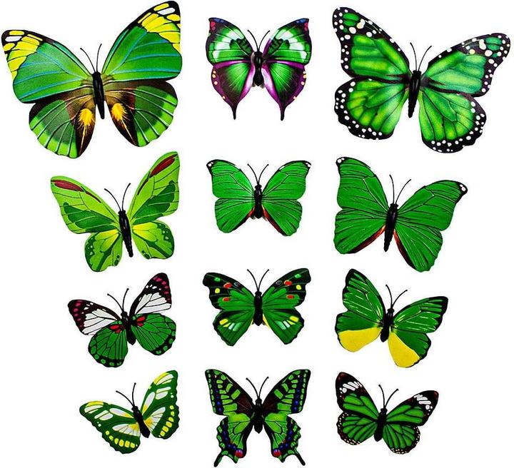 Produktbild JTI 13 Stück grüne dekorative 3D-Papierschmetterlinge für Wände