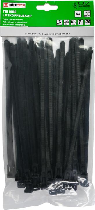 Actual product image ProPlus Detachable cable ties 7.6 x 200 mm 50 pieces black (Plastic cable ties, 200 mm, 50 pcs.)