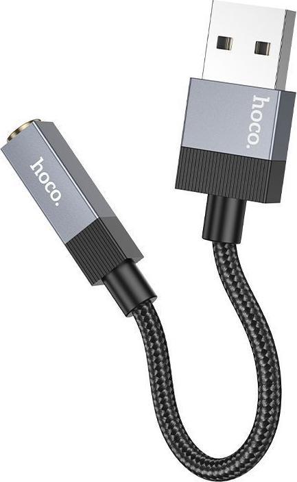 Actual product image Hoco Cable Adapter AUX USB A (male) to Jack 3,5 mm (female) UPA32D black (Jack adapter)