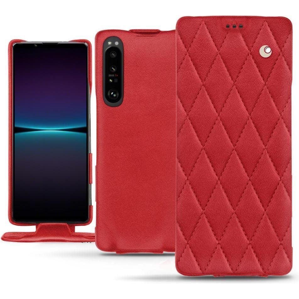 Noreve Lederschutzhülle vertikal (Sony Xperia 1 IV), Smartphone Hülle, Rot