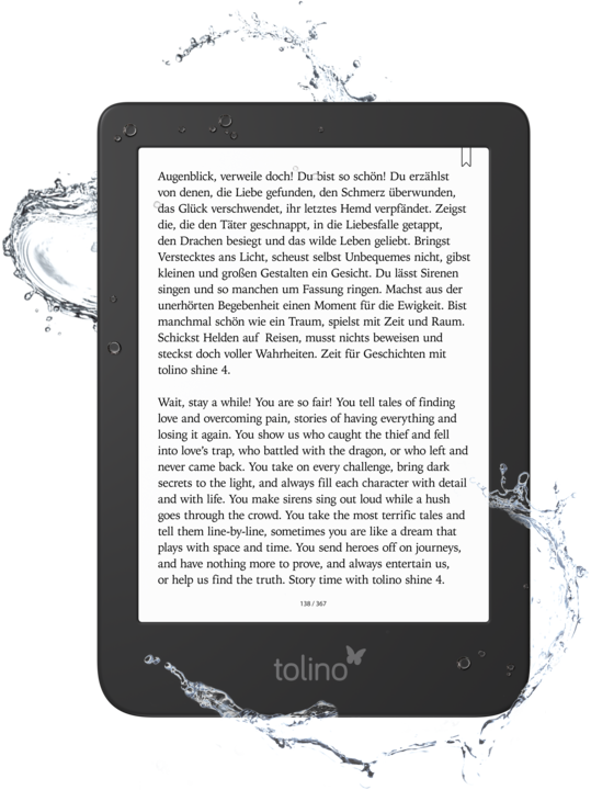 Actual product image tolino shine 4 (6", 16 GB, Blue, Black)