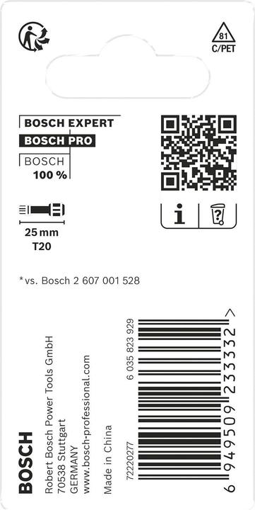 Actual product image Bosch Professional Zubehör PRO Torx Impact Bit, T20, 25 mm, 2 pcs.