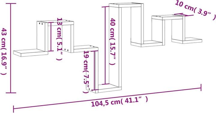 Produktbild vidaXL Wandregal (104.5 x 10 x 43 cm)