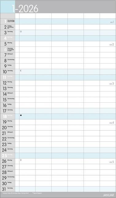 Planificateur familial XL (27 x 46 cm, Couverture rigide, Allemand)
