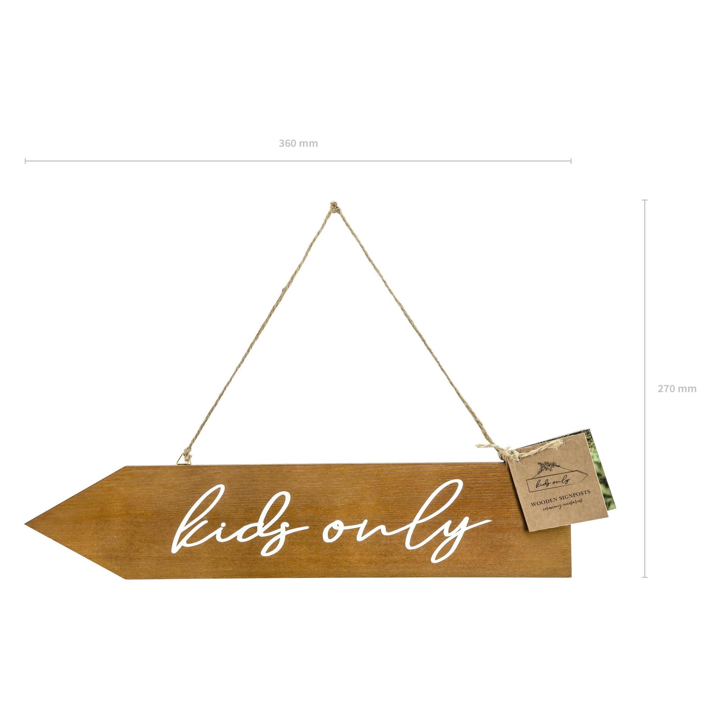 Partydeco Feestaccessoire Houten Wegwijzer Kinderen Alleen Bruin/Wit (1 Pcs.)