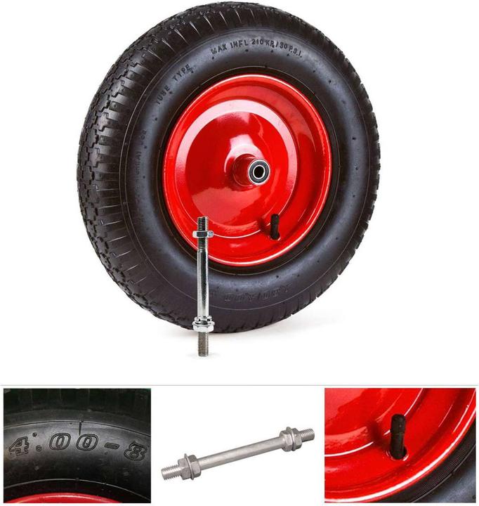Actual product image Grafner Wheelbarrow wheel 4.80/4.00-8 PU pneumatic tyres Metal rim with axle Wheelbarrow tyre