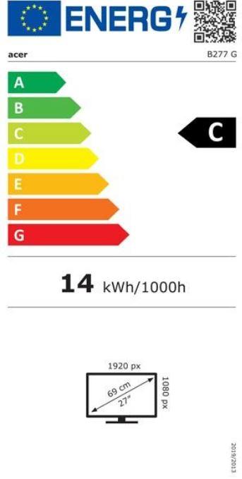 Energie-Label Acer Dis 27 Vero B277Gbemiqpruzx IPS 120Hz (1920 x 1080 Pixel, 27")