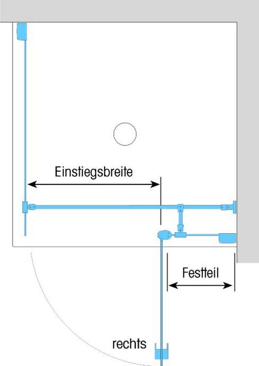 Actual product image Dusbad Shower cubicle/ shower enclosure Shower bath 2 hinged doors on fixed part on the right + shower (75 cm, 75 cm)