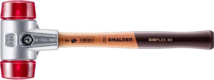 Actual product image Halder SIMPLEX soft-face hammer Length 405 mm Head Ø 60 mm Wood (1): oil and grease resistant, hard, plasti (920 g)