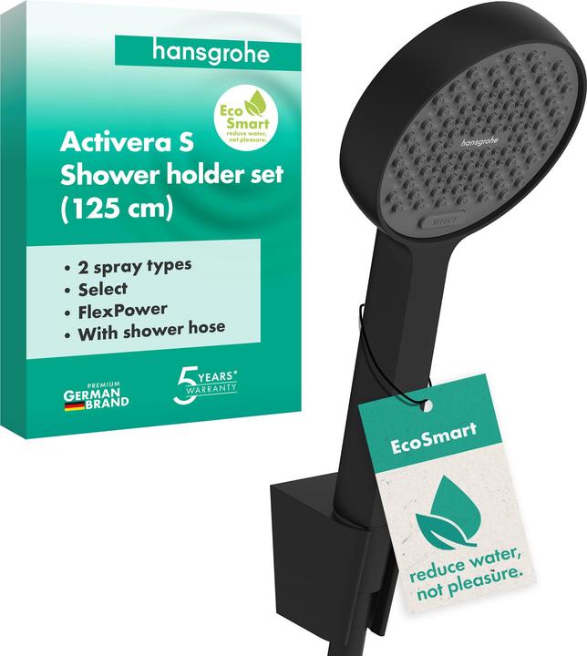Produktbild hansgrohe Activera Select S Set de support de douche 95, 2 types de jets, EcoSmart, avec flexibles de douche (2 Strahlarten, 7.20 l/min)