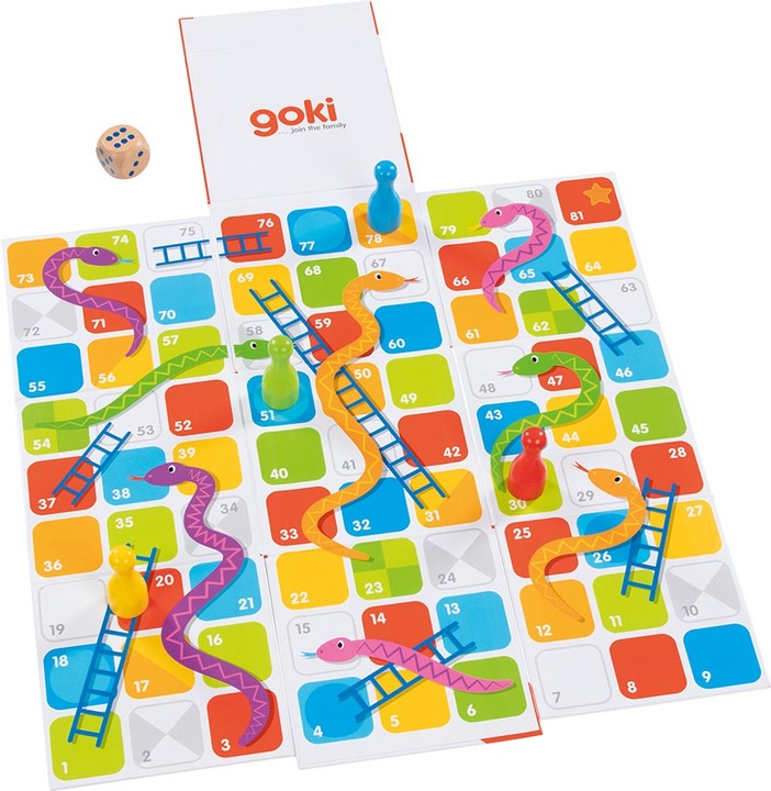 Goki XXL snakes & ladders in a fold-out cube