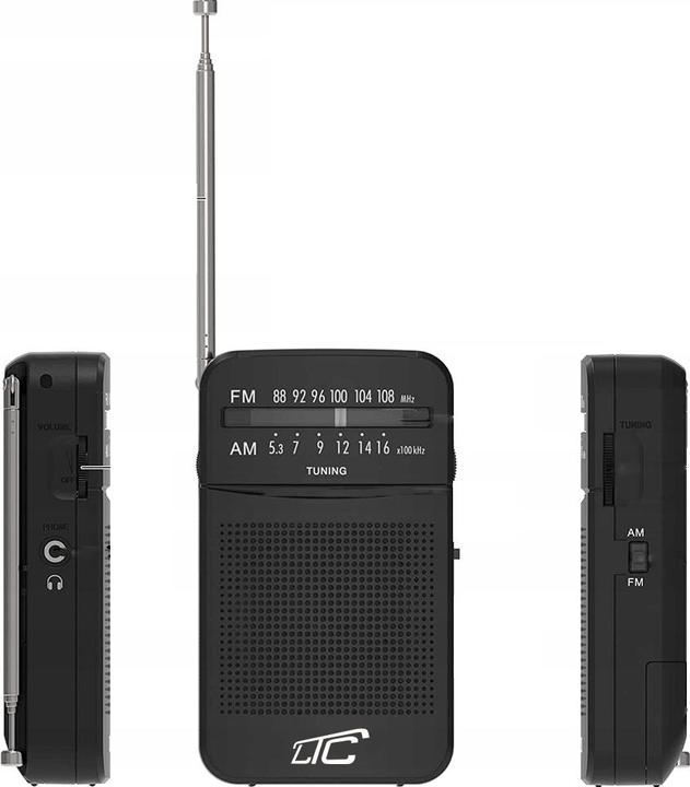 Produktbild LTC portable pocket radio LEGA, AM/FM, mini jack, black (AM, FM)