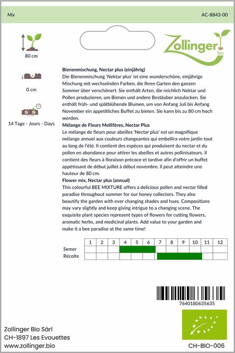 Produktbild Zollinger Bio Bienenmischung, Nectar plus (einjährig)