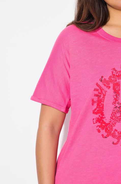 Produktbild Ulla Popken T-Shirt, runder Aufdruck, Oversized, Rundhals, Halbarm (56)
