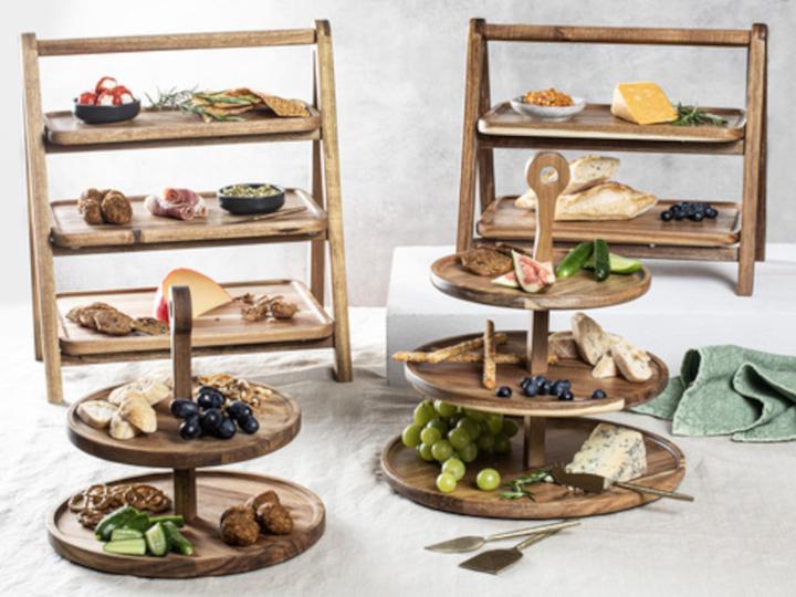 Actual product image Ladelle Gather acacia 2-storey serving tower
