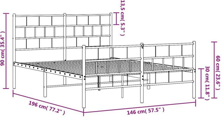 Produktbild vidaXL Metall Bettgestell (140 x 190 cm)