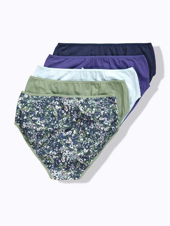 Image du produit Ulla Popken Culottes midi, lot de 5, fleurs/uni, tour de cuisse échancré (42, 44)