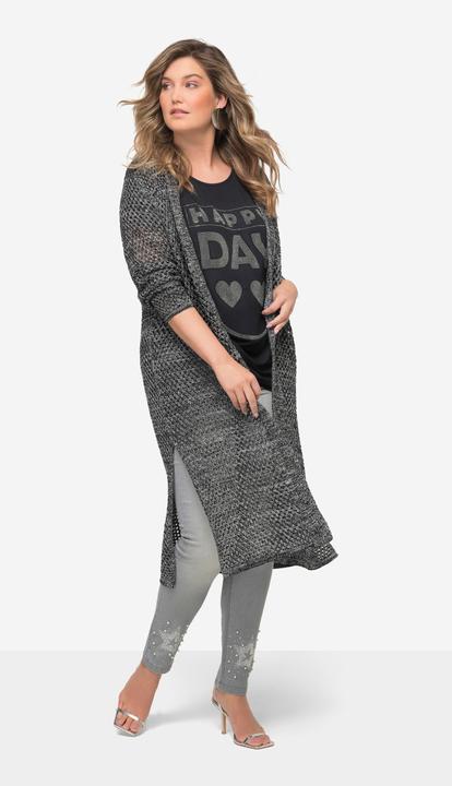 Produktbild Miamoda Long-Strickjacke, Ajourstrick, Metallic-Effekt, Langarm (54)
