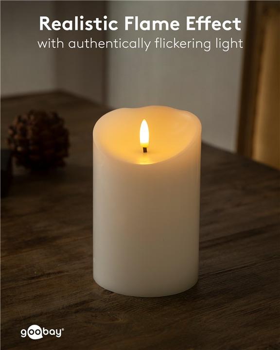 Image du produit Goobay LED-Echtwachskerze, weiss, 10 x 15 cm (1 x)