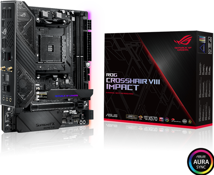 Productafbeelding ASUS ROG Crosshair VIII Impact (AM4, AMD X570, Mini-DTX)