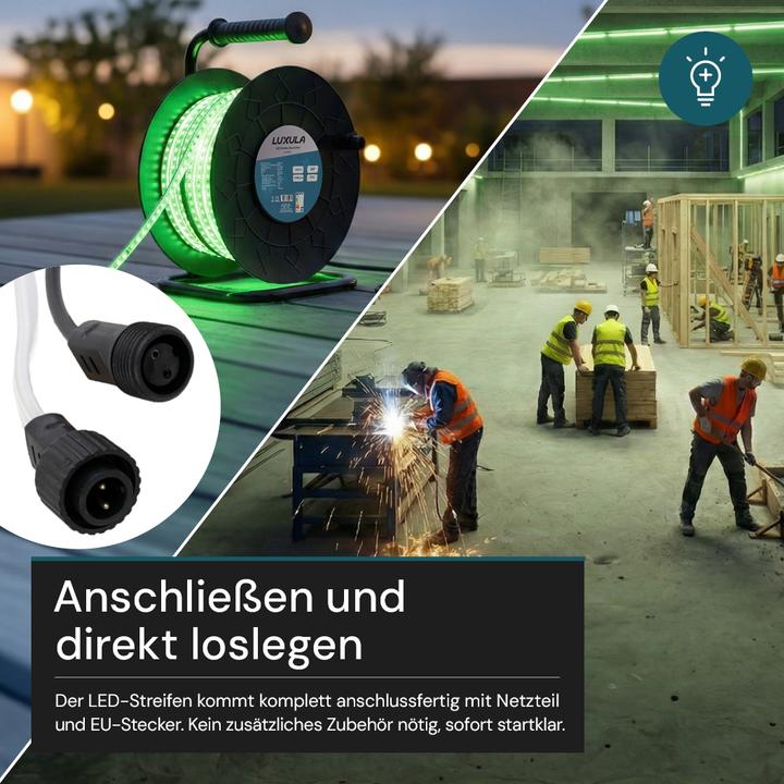 Produktbild Luxula LED Lichtschlauch, grün, 15 m (Grün, 1500 cm, Outdoor)