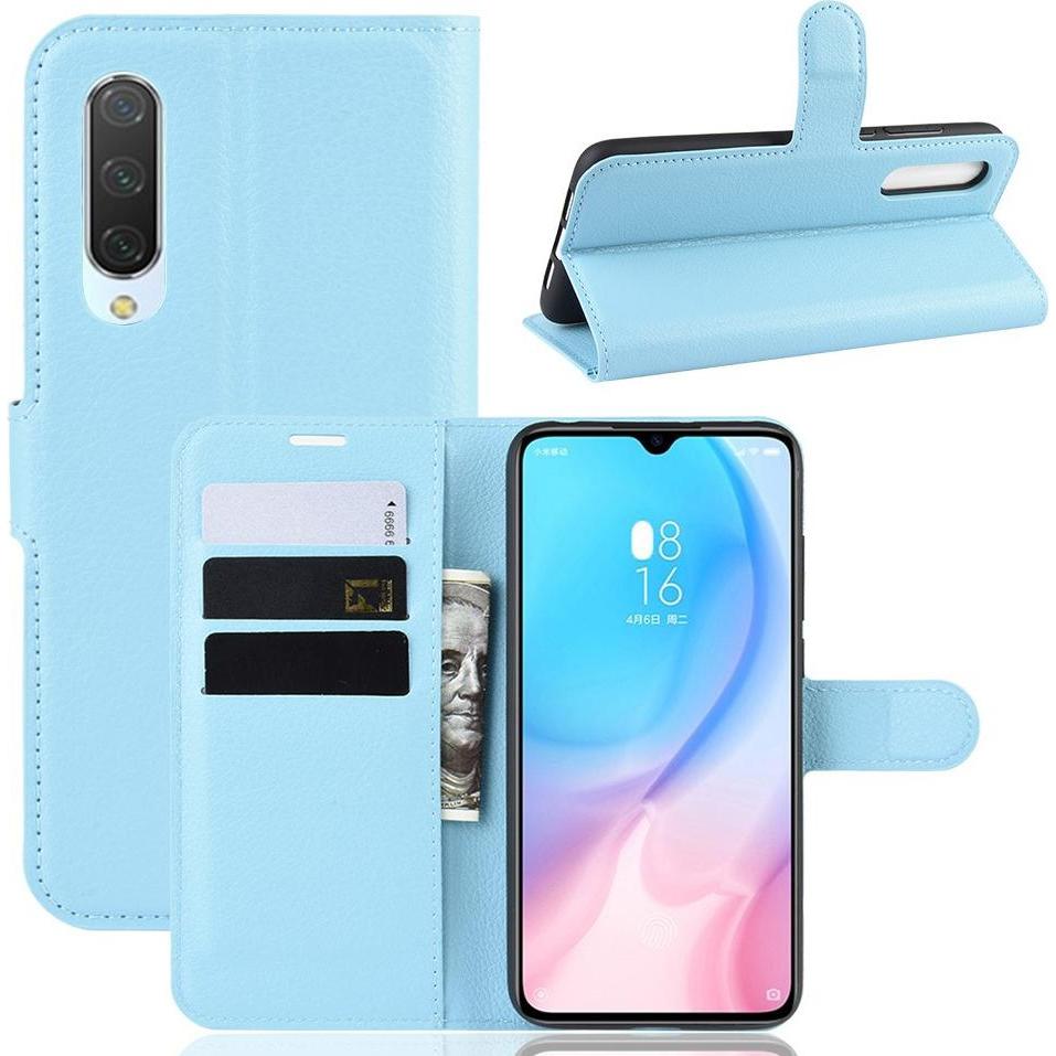 Cover-Discount Leder Etui Hülle mit Kartenfächern (Xiaomi Mi 9 Lite), Smartphone Hülle, Blau