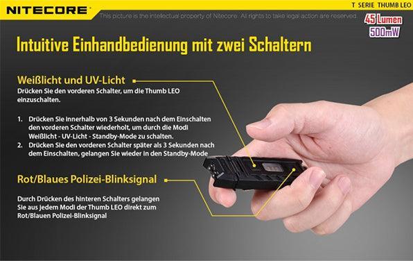 Actual product image Nitecore Thumb UV (7.40 cm, 45 lm)