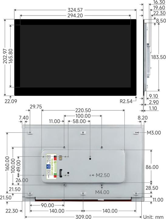 Actual product image WaveShare 1920x1080 13.3inch Touch LCD Display für Raspberry Pi