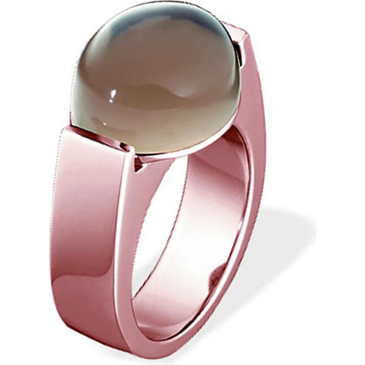 Xen, Ring, Ring mit 15x12 mm grossen Rauchquarz rosèvergoldet, (51)